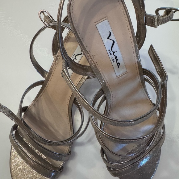 Nina Women's Metallic Strappy Heels - Picture 1 of 4